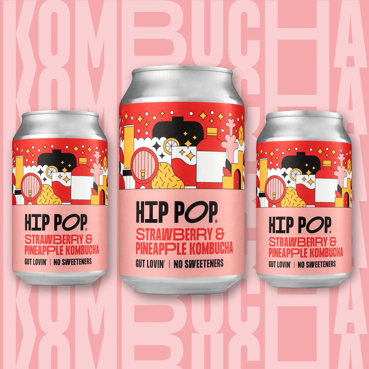 Strawberry & Pineapple Kombucha Hip Pop Strawberry & Pineapple Kom