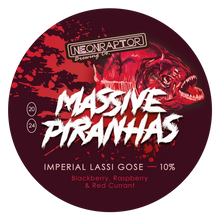 Load image into Gallery viewer, Massive Piranhas - Neon Raptor - Raspberry, Blackcurrant and Red Currant Lassi Gose, 10%, 330ml Can