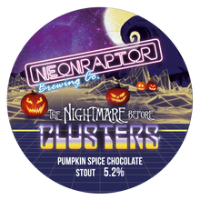 Load image into Gallery viewer, The Nightmare Before Clusters - Neon Raptor - Pumpkin Spice and Chocolate Stout, 5.2%, 440ml Can