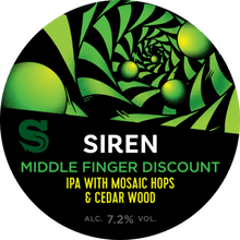 Load image into Gallery viewer, Middle Finger Discount - Siren Craft Brew - IPA with Mosaic & Cedar Wood, 7.2%, 440ml Can