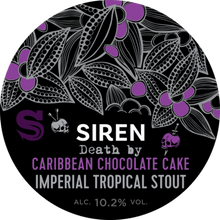 Load image into Gallery viewer, Death By Caribbean Chocolate Cake - Siren Craft Brew - Cypress Wood, Amburana Wood, Vanilla, Cacao Nibs, Cacao Husks, 10.2%, 330ml Can