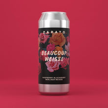 Load image into Gallery viewer, Beaucoup Weisse - Zapato Brewery - Berliner Weisse w/ Raspberry & Blackberry, 3%, 440ml Can