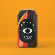 Load image into Gallery viewer, 5 Fruit Gose - Brulo - Alcohol Free Mango, Passionfruit, Guava, Apricot & Orange Gose, 0%, 330ml Can