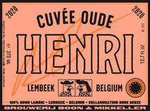 Load image into Gallery viewer, Cuvée Oude Henri 2020 - Mikkeller X Brouwerij Boon - Oude Geuze, 7%, 375ml Bottle