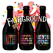 Load image into Gallery viewer, Fairground Trio - Siren Craft Brew - Barrel Aged Imperial Stout Set, 13.5%, 3x375ml Bottle & Glass Set