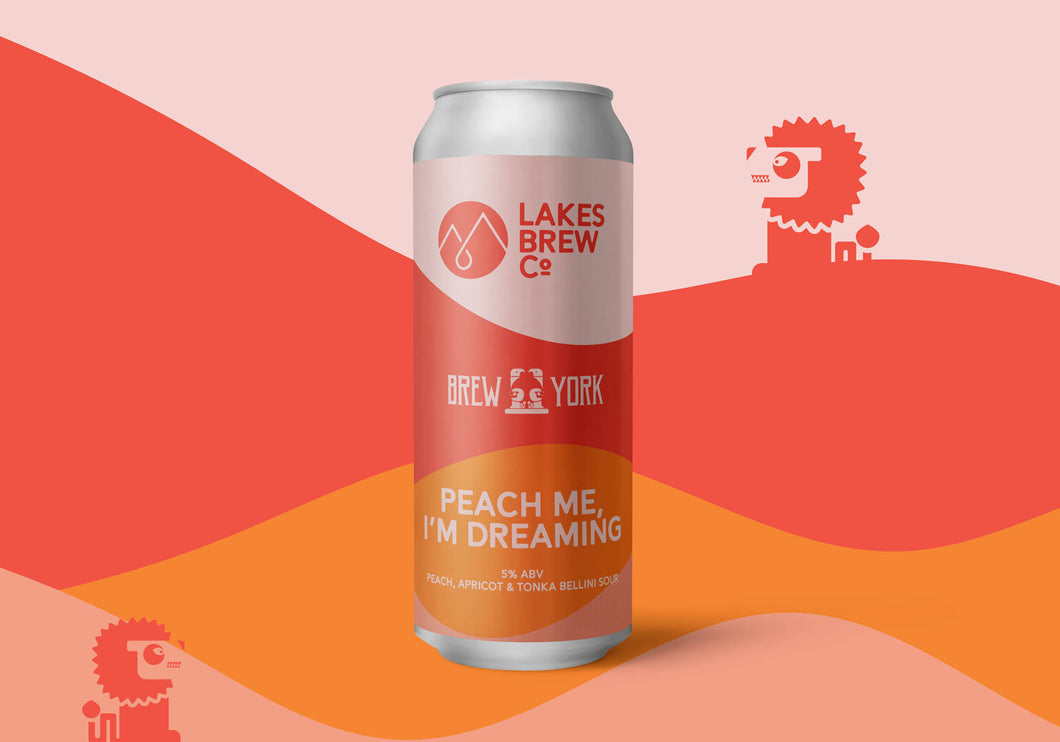 Peach Me I'm Dreaming - Lakes Brew Co X Brew York - Peach, Apricot & Tonka Bellini Sour, 5%, 440ml Can