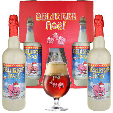 Delirium Christmas Gift Set - Brouwerij Huyghe (Delirium) - Xmas Belgian Strong Ale, 10%, 2x750ml Sharing Bottles & Glass Gift Set
