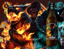 Load image into Gallery viewer, Fire Orthrus - Tartarus Beers - Heaven Hill Bourbon Barrel Aged Imperial Stout with Marshmallow, Fudge, Hazelnut &amp; Chocolate, 10.4%, 330ml Bottle
