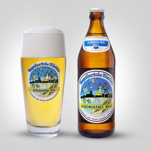 Alkoholfrei Hell - Augustiner Bräu - Alcohol Free Helles Lager, 0.5%, 500ml Bottle