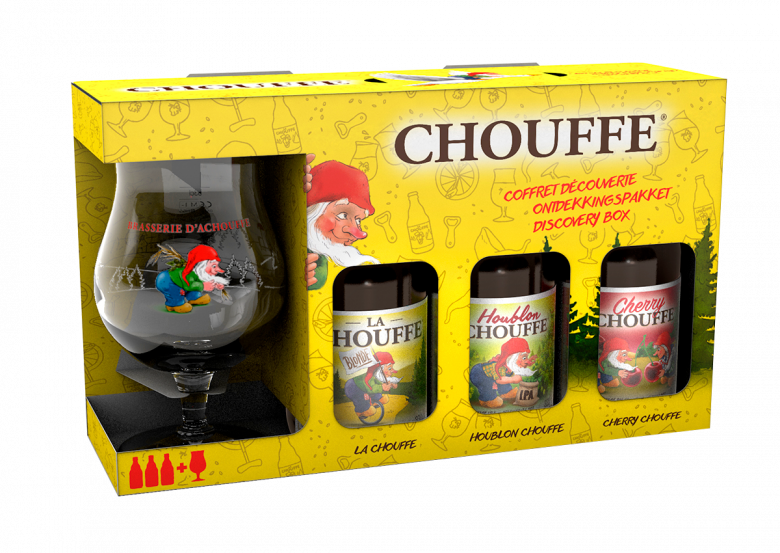 Chouffe Gift Set - Brasserie d'Achouffe - Belgian Ales, 3x330ml Bottle & Glass Gift Set