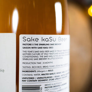 Sake Kasu Beer 2023 - Pastore Brewing X The Sparkling Sake Brewery - Saku Kasu Saison, 6%, 750ml Sharing Bottle