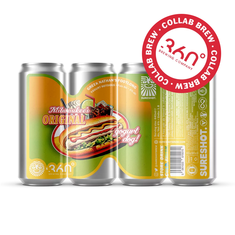 Greek Nathan's Footlong Yogurt Hot Dogs - Sureshot X 360 Degrees Brewing - Pale Ale, 4%, 440ml Can