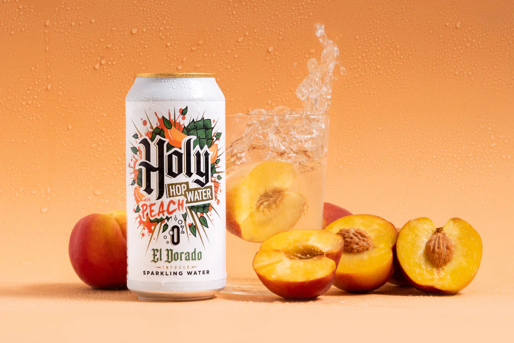 Holy Hop Water El Dorado & Peach - Northern Monk - Sparkling Hop Water with Peach, 0%, 440ml Can