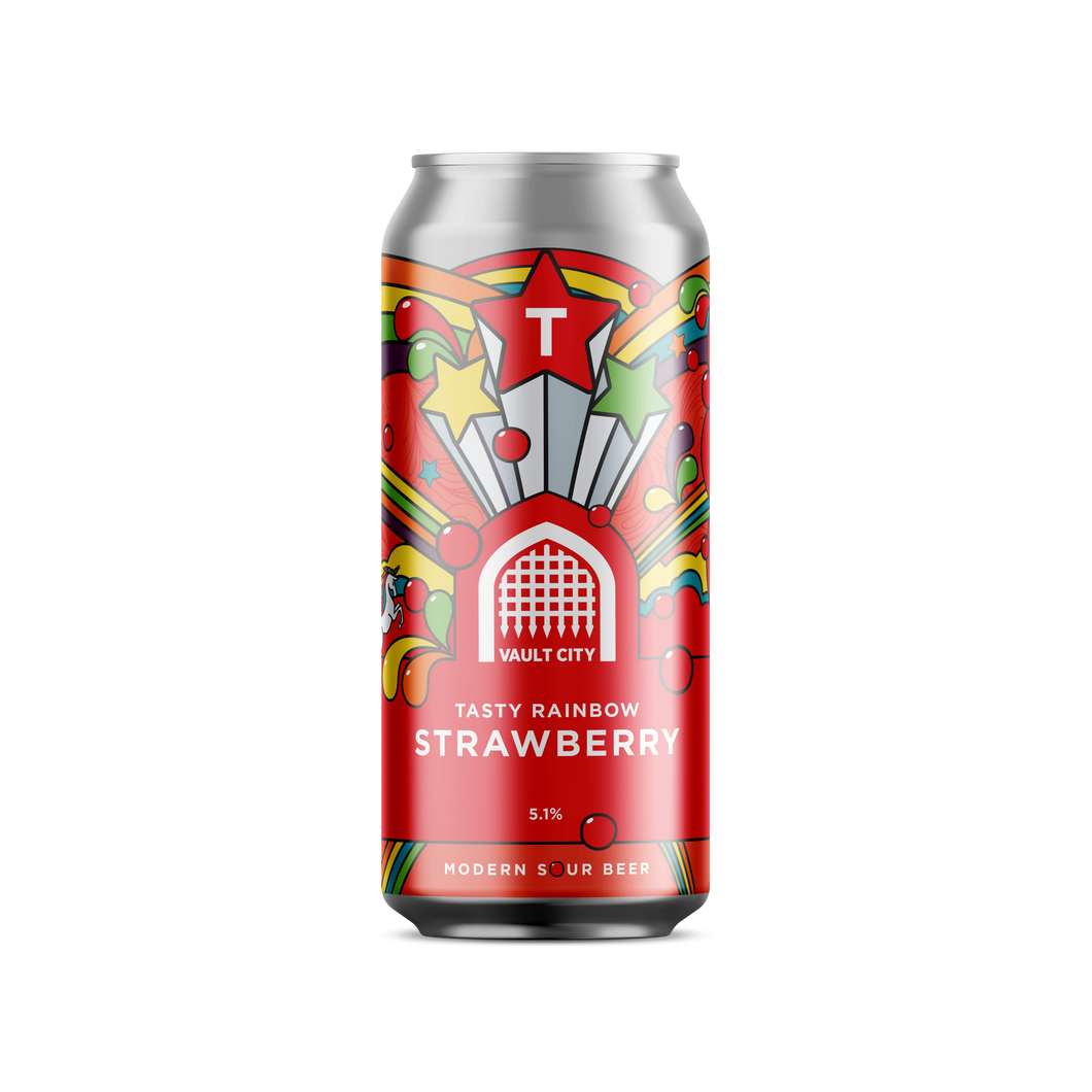 Tasty Rainbow Strawberry - Vault City - Strawberry Sour, 5.1%, 440ml Can