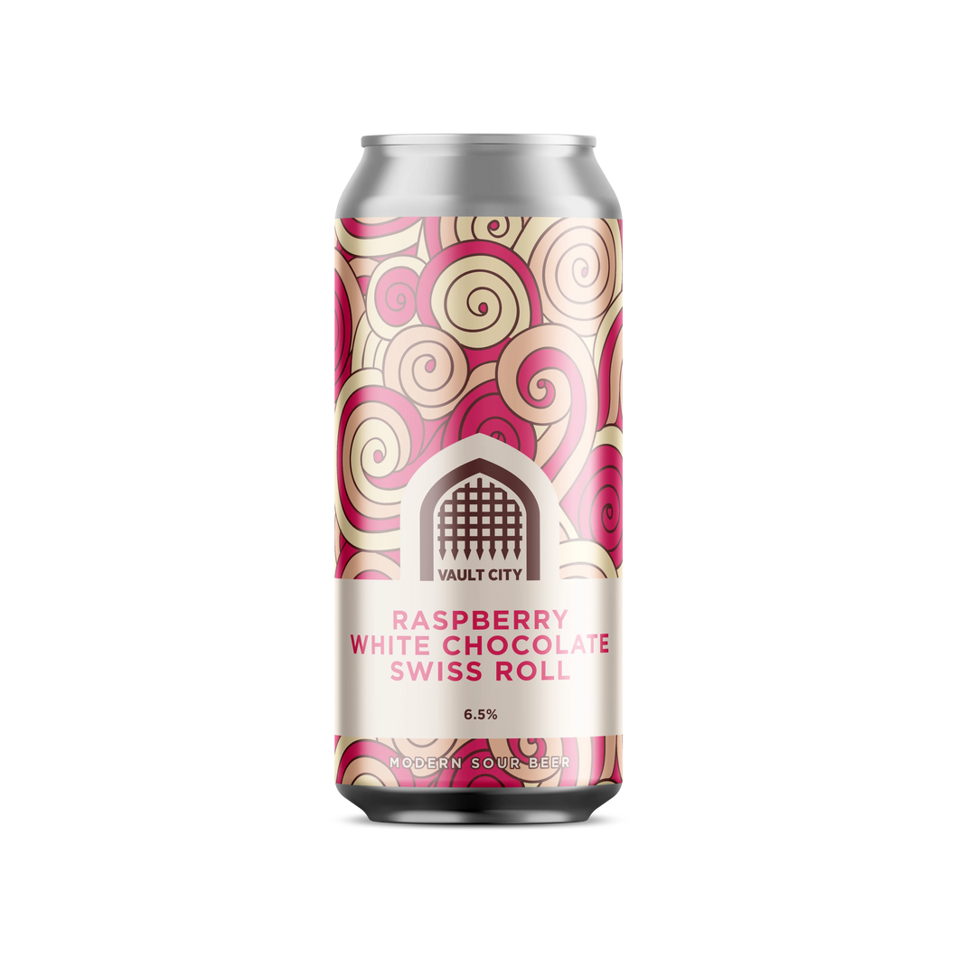 Raspberry White Chocolate Swiss Role - Vault City - Raspberry White Chocolate Swiss Role Sour, 6.5%, 440ml Can