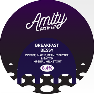 Breakfast Bessy - Amity Brew Co - Coffee, Maple, Peanut Butter & Bacon Imperial Milk Stout, 8.4%, 440ml Can