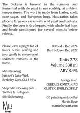 Load image into Gallery viewer, The Dickens - Mills Brewing - Belgian Golden Strong Ale, 8.4%, 330ml Bottle
