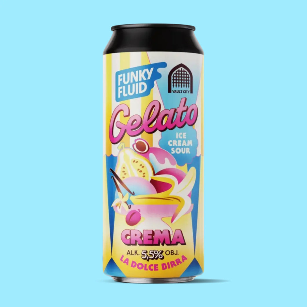 Gelato Crema La Dolce Birra - Funky Fluid X Vault City - White Guava, Banana, Lychee & Vanilla Ice Cream Sour, 5.5%, 500ml Can