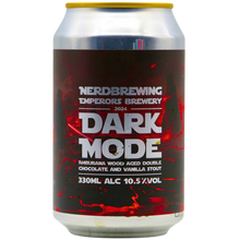 Load image into Gallery viewer, Dark Mode 2024 - Nerd Brewing X Emperor&#39;s Brewery - Amburana Wood Aged Double Chocolate &amp; Vanilla Imperial Stout with Dark Forest Honey &amp; Toasted Coconut, 10.5%, 330ml Can
