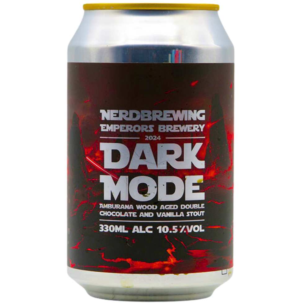 Dark Mode 2024 - Nerd Brewing X Emperor's Brewery - Amburana Wood Aged Double Chocolate & Vanilla Imperial Stout with Dark Forest Honey & Toasted Coconut, 10.5%, 330ml Can