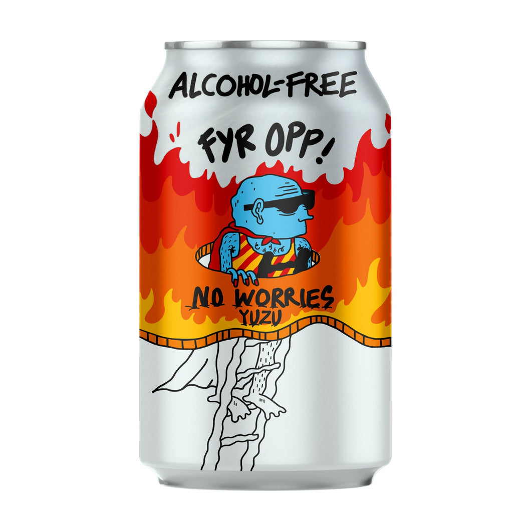 No Worries Fyr OPP (Fire Up) - Lervig Bryggeri - Alcohol Free Yuzu IPA, 0.5%, 440ml Can