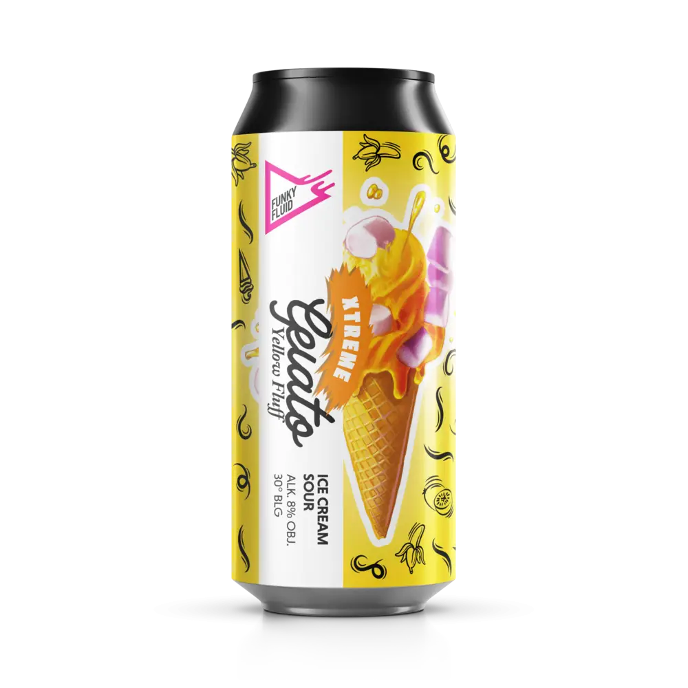 Gelato XTREME Yellow Fluff - Funky Fluid - Passionfruit, Banana, Marshmallow & Vanilla Ice Cream Sour, 8%, 500ml Can