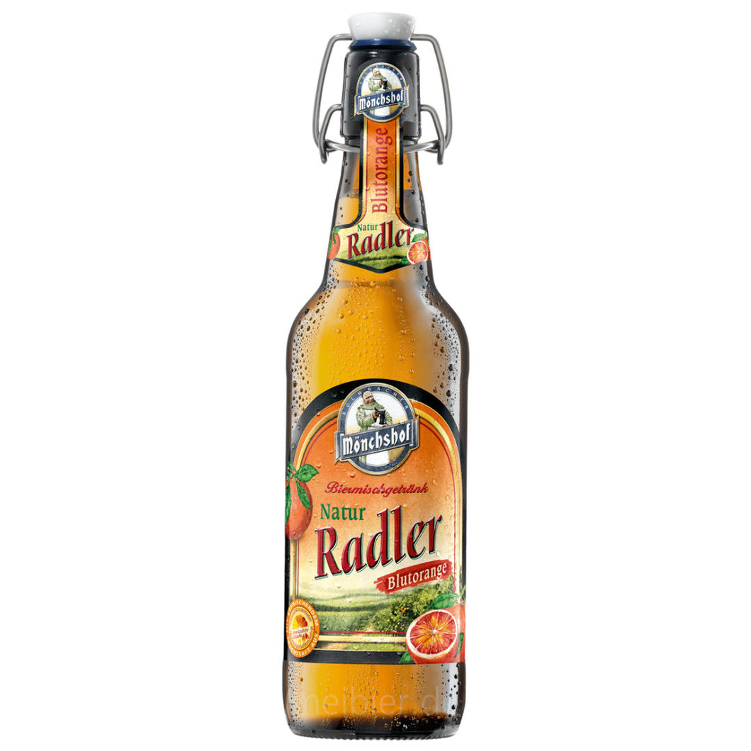 Mönchshof Natur Radler Blutorange - Kulmbacher Brauerei - Blood Orange Radler, 2.5%, 500ml Bottle