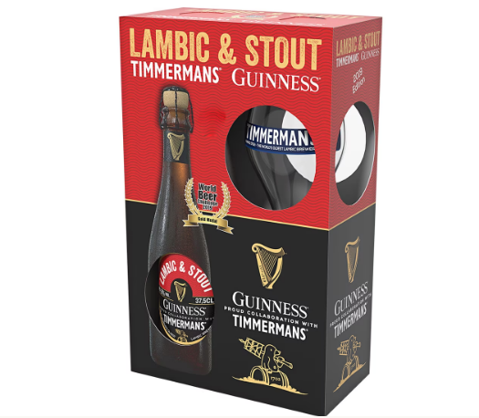 Lambic & Stout - Timmermans X Guinness - Lambic & Stout Blend, 6%, 1x375ml Bottle & Glass Gift Set