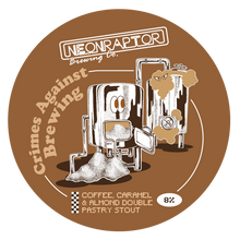 Load image into Gallery viewer, Crimes Against Brewing - Neon Raptor - Coffee, Caramel &amp; Almond Double Pastry Stout , 8%, 440ml Can

