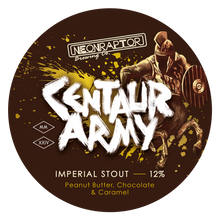 Load image into Gallery viewer, Centaur Army - Neon Raptor - Peanut Butter, Chocolate and Caramel Imperial Stout, 12%, 330ml Can
