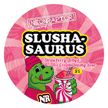 Load image into Gallery viewer, Slushasaurus - Neon Raptor - Strawberry Jelly and Ice Cream, 5%, 440ml Can
