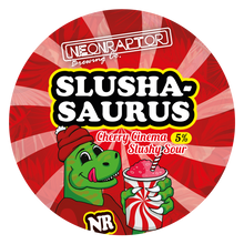 Load image into Gallery viewer, Slushasaurus - Neon Raptor - Red Cherry Cinema Slushy Sour, 5%, 440ml Can
