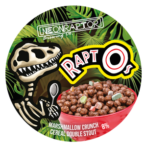 Rapt-O's - Neon Raptor - Marshmallow Crunch Cereal Double Stout, 8%, 440ml Can