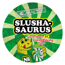 Load image into Gallery viewer, Slushasaurus - Neon Raptor - Green Apple Cinema Slushy Sour, 5%, 440ml Can
