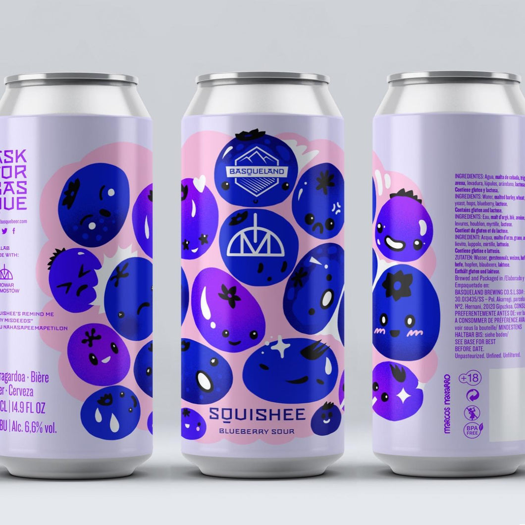 Squishee - Basqueland Brewing Co X Stu Mostow - Blueberry Sour, 6.6%, 440ml Can