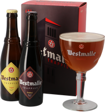 Load image into Gallery viewer, Westmalle Gift Set - Brouwerij der Trappisten van Westmalle - Belgian Dubbel &amp; Tripel, 2x330ml Bottle &amp; Glass Gift Set
