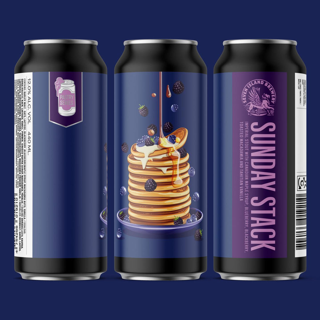 Sunday Stack - Seven Island Brewery - Imperial Stout with Maple Syrup, Blueberry, Blackberry, Toasted Macadamia & Vanilla, 12%, 440ml Can