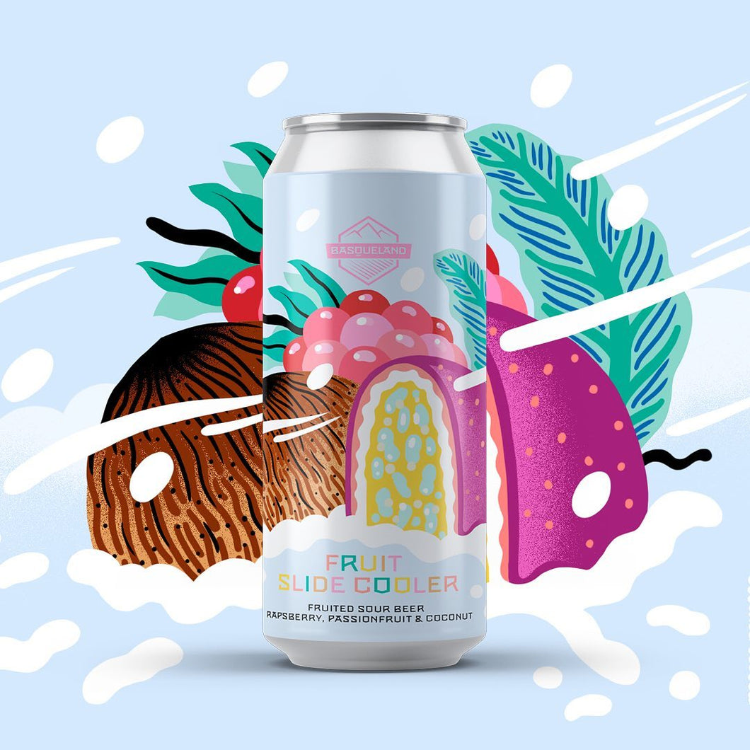 Fruit Slide Cooler - Basqueland Brewing - Raspberry, Passionfruit & Coconut Sour, 6%, 440ml Can