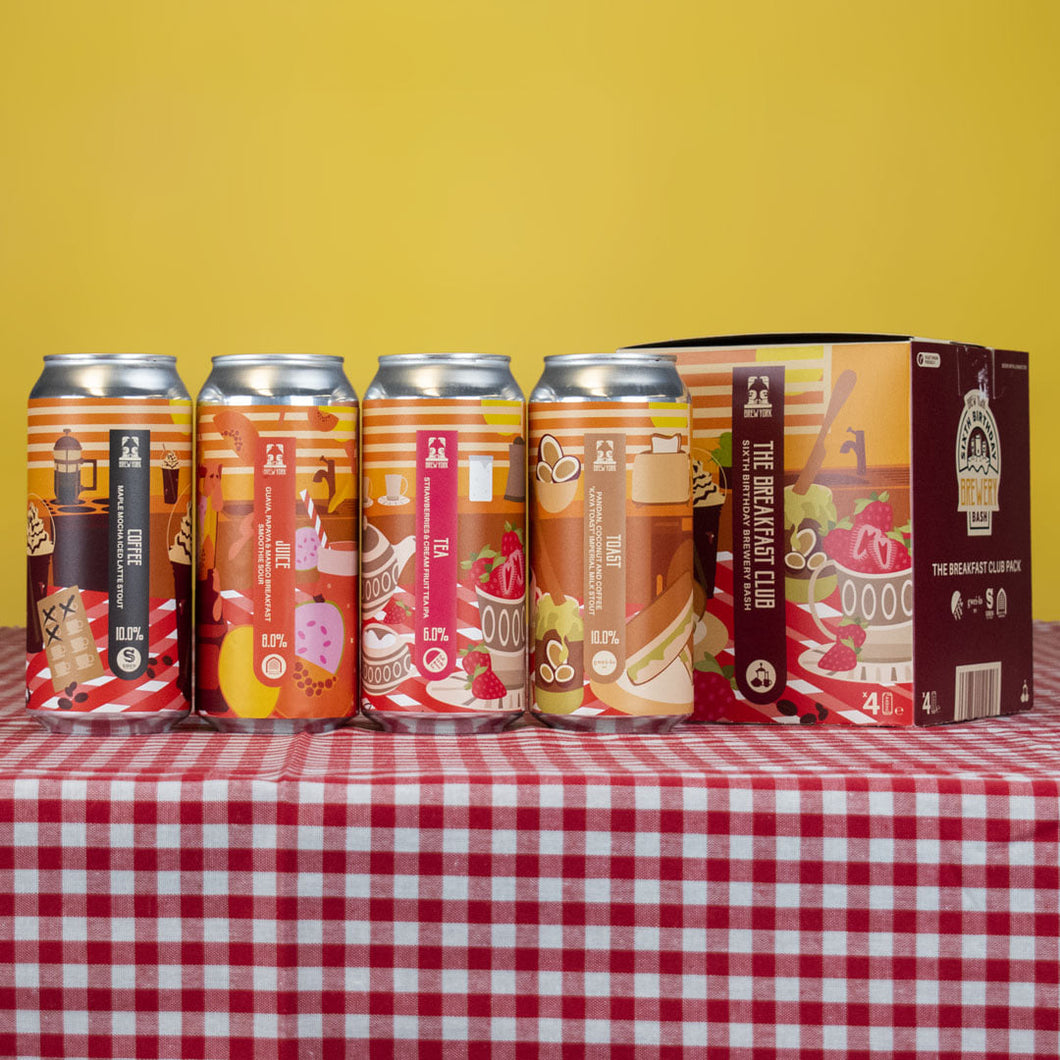 The Breakfast Club 6th Birthday Quad Pack - Brew York - 6%-10%, 4x 440ml Cans