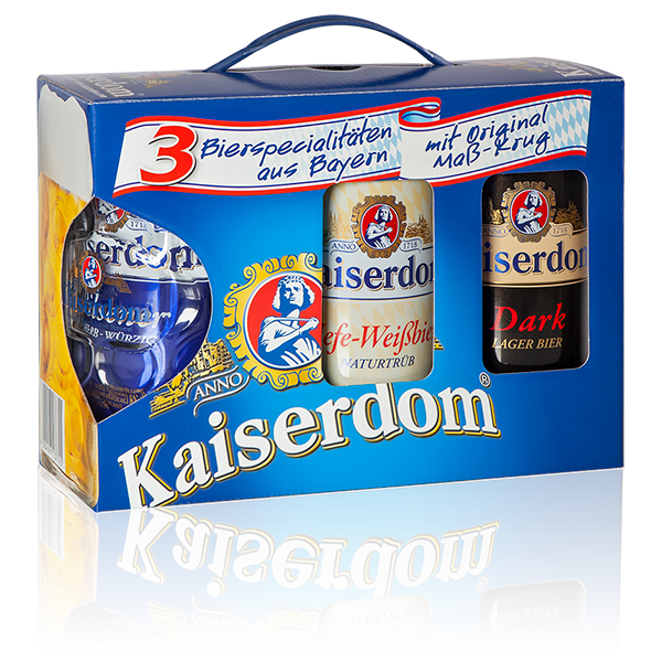 Kaiserdom Gift Pack - Kaiserdom - Pilsner, Hefeweisse & Dark Lager, 4.7%-4.8%, 3xLitre Can & Glass Stein