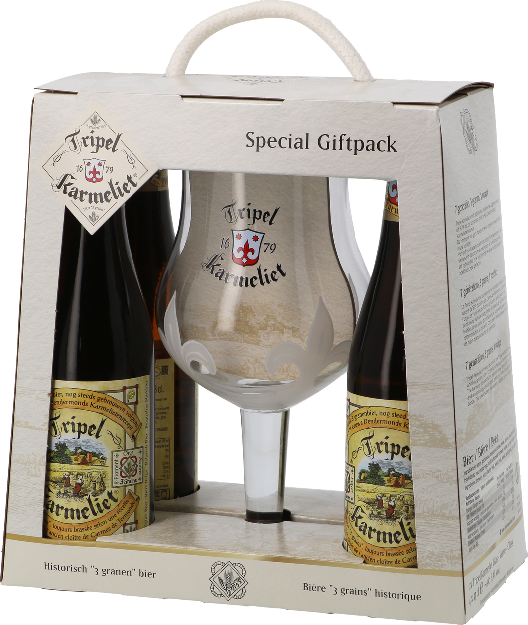 Tripel Karmeliet Gift Set - Brouwerij Bosteels - Belgian Tripel, 8.4%, 4x330ml Bottles & Glass Gift Set