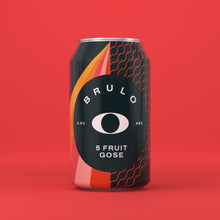 Load image into Gallery viewer, 5 Fruit Gose - Brulo - Alcohol Free Mango, Passionfruit, Guava, Apricot &amp; Orange Gose, 0%, 330ml Can

