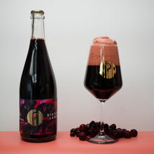 Load image into Gallery viewer, La Stevnsbær Scura - Pastore Brewing X Frederiksdal - Cherry Wine Barrel Aged Dark Wild Ale with Cherries, 8%, 750ml Sharing Beer Bottle
