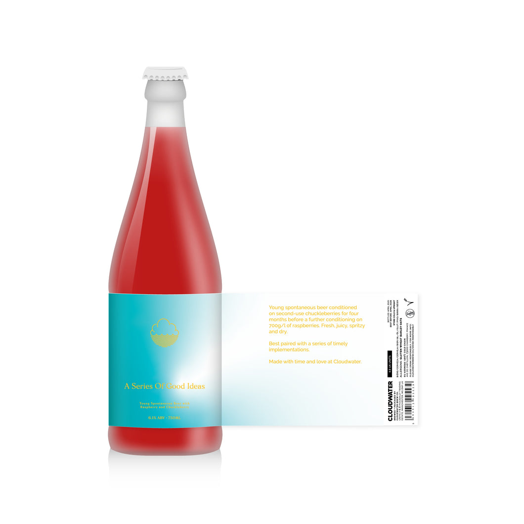 A Series Of Good Ideas - Cloudwater - Young Spontaneous Beer w/ Raspberry & Chuckleberry, 6.1%, 750ml Sharing Beer Bottle