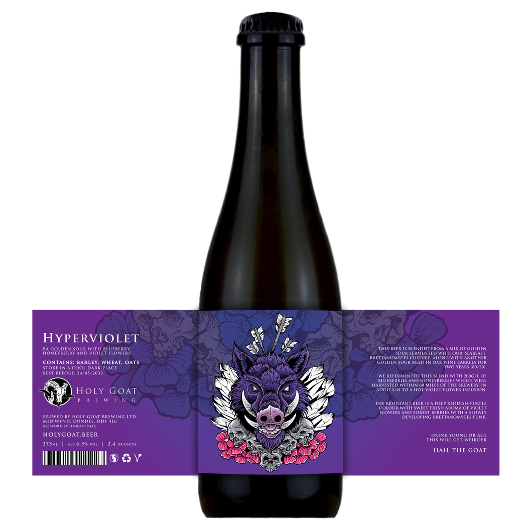 Hyperviolet - Holy Goat Brewing - BA Golden Sour with Blueberry, Honeyberry & Violet Flowers, 6.5%, 375ml Bottle