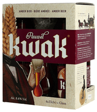 Load image into Gallery viewer, Kwak Gift Set - Brouwerij Bosteels - Belgian Tripel, 8.7%, 4x330ml Bottle &amp; Glass with Stand Gift Set
