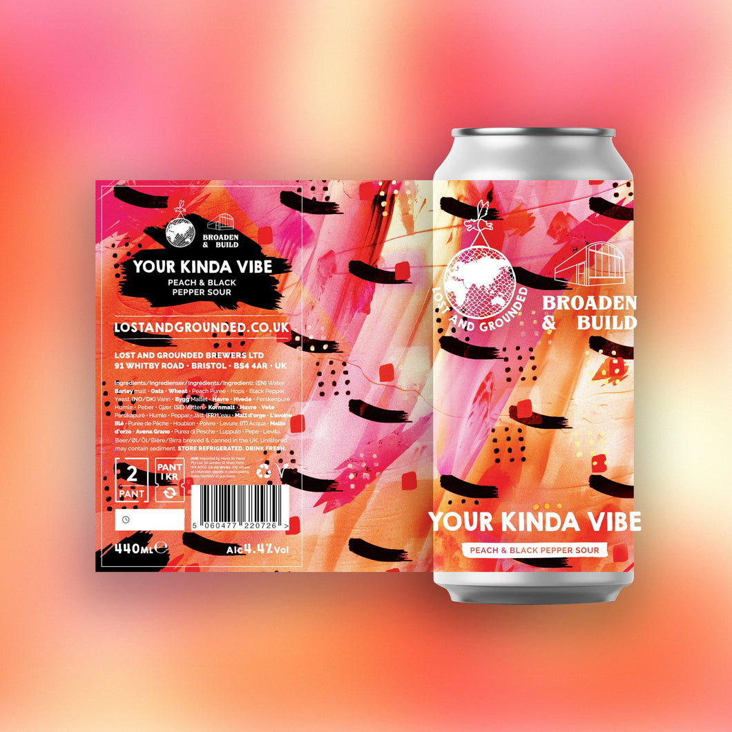 Your Kinda Vibe - Lost & Grounded X Broaden & Build - Peach & Black Pepper Sour, 4.4%, 440ml