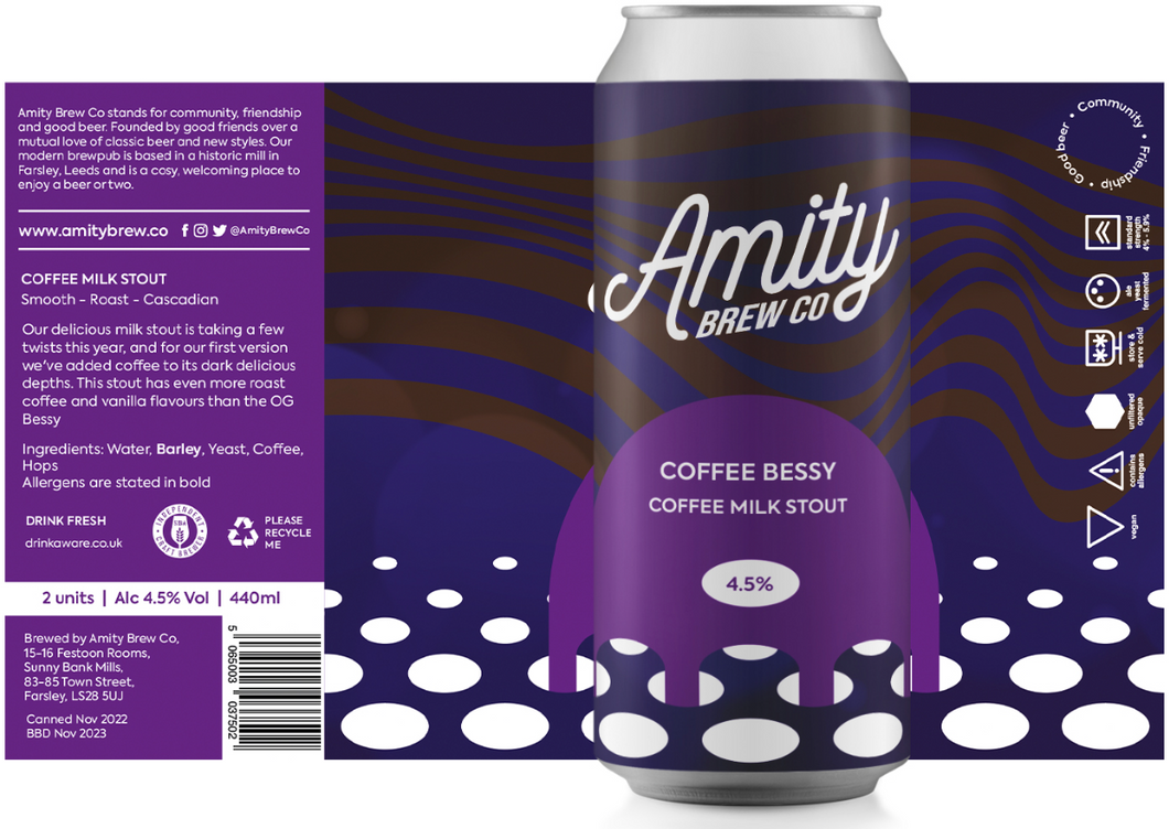 Coffee Bessy - Amity Brew Co - Coffee Milk Stout, 4.5%, 440ml Can
