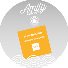 Load image into Gallery viewer, Festoon Light - Amity Brew Co - American Light Lager, 3.8%, 440ml Can
