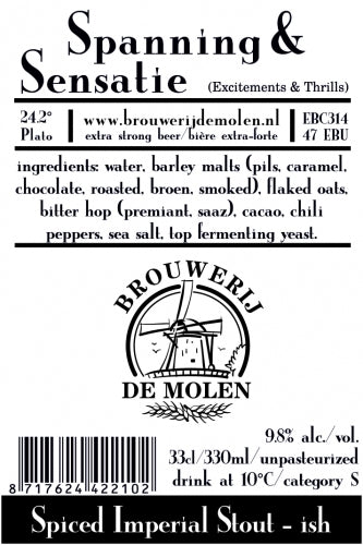Spanning & Sensatie - Brouwerij De Molen - Spiced Imperial Stout, 9.8%, 330ml Bottle